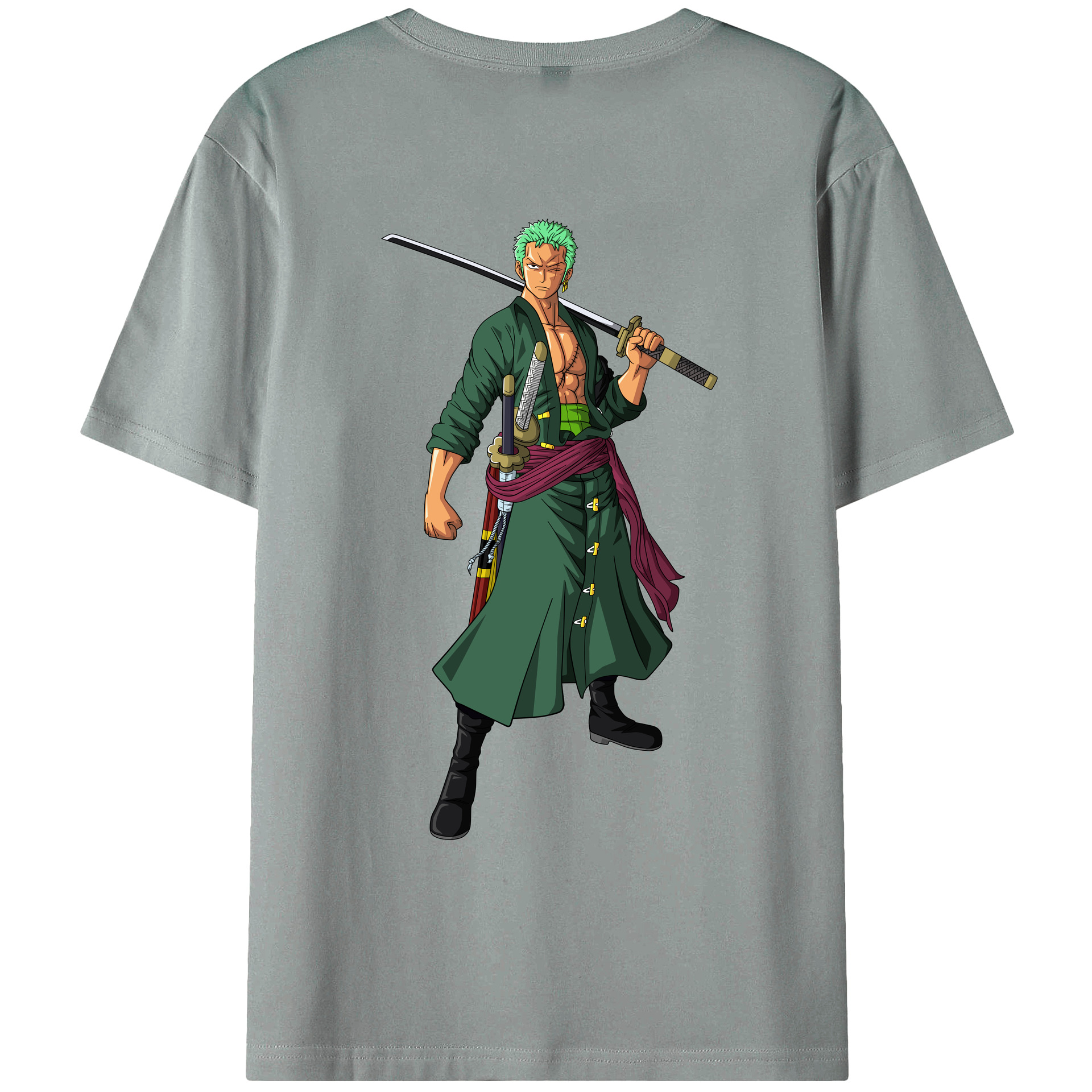 ワンピース ロロノア・ゾロ ONE PIECE Roronoa Zoro 綿100％ メンズ半袖Tシャツ（バックプリント） 通気性